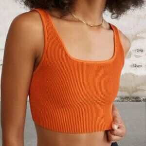 Babaton Aritzia Sculpt Knit Cropped Tank Top Butternut Orange Size XS
